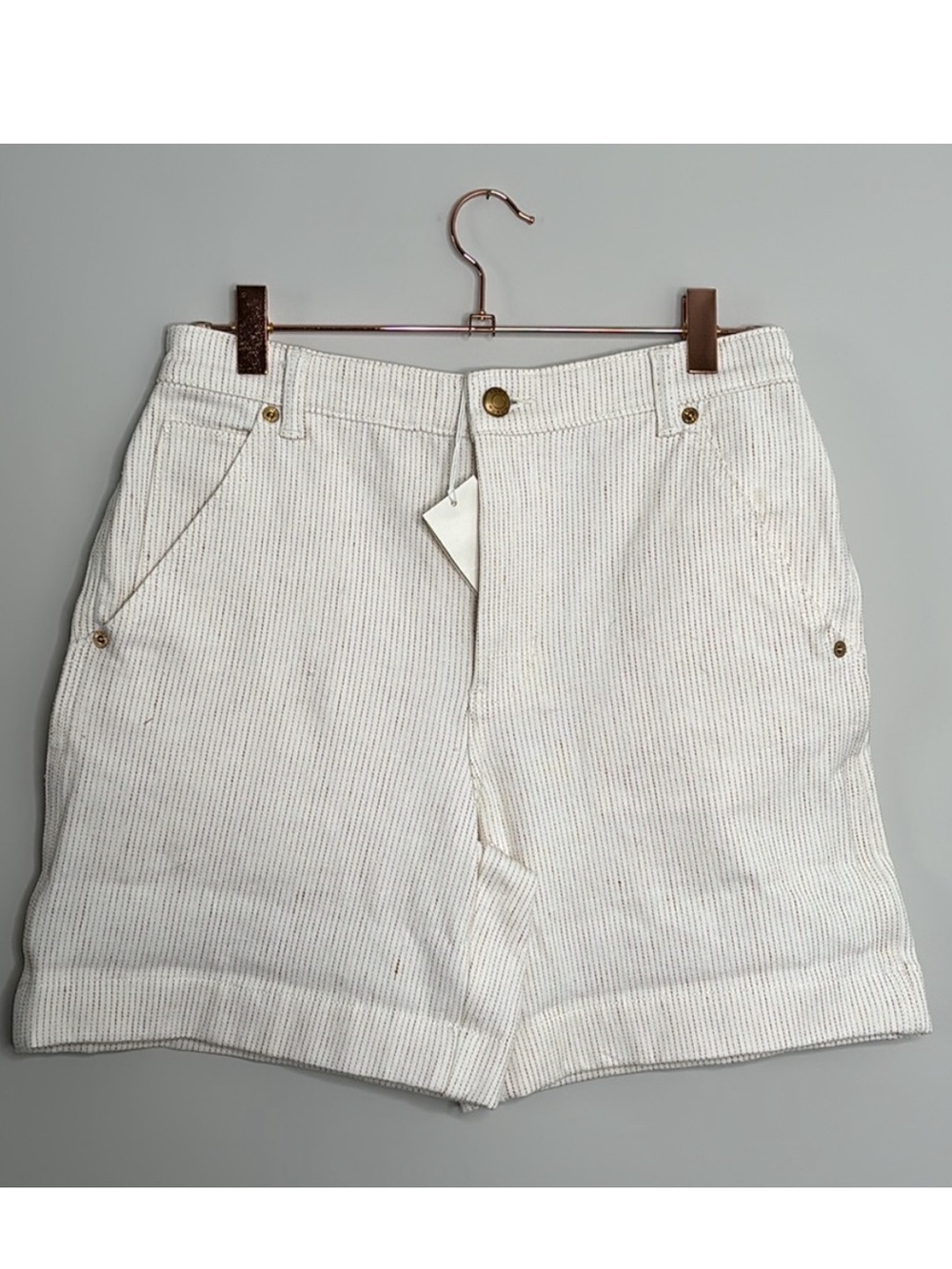 Tory Burch NWT Stripped Linen Carpenter Style shorts Size 2